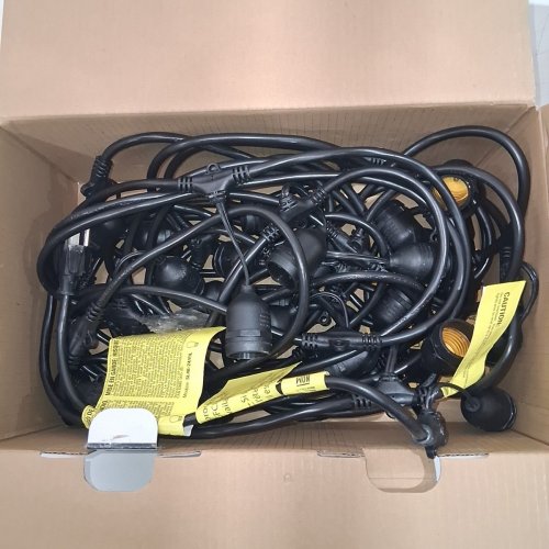 FEIT ELECTRIC WEATHERPROOF LED 24-LIGHT STRING LIGHTS WITH 2 SPARE LIGHTBULBS - 48FT - BLACK (MODEL: 1603293) image 3