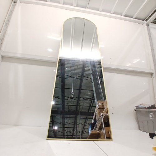 ARCHED FULL LENGTH FRAMED MIRROR WITH STAND - 58" X 18" - GOLD image 2