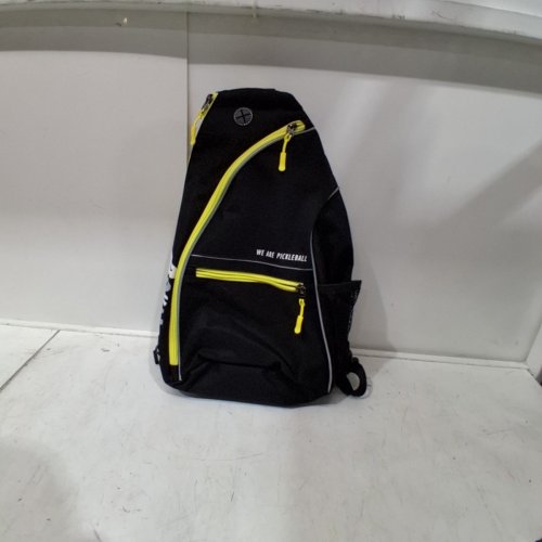 AKS PICKLEBALL BAG ADJUSTABLE SLING BAG BACKPACK - 19" - BLACK / YELLOW image 2