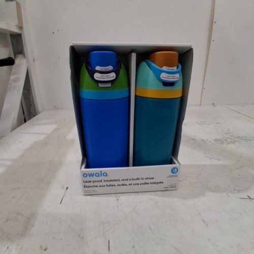 2PK OWALA FREESIP STAINLESS STEEL WATER BOTTLES WITH STRAWS - 16 OZ - ORANGE/BLUE/GREEN (MODEL: 2856617) image 2