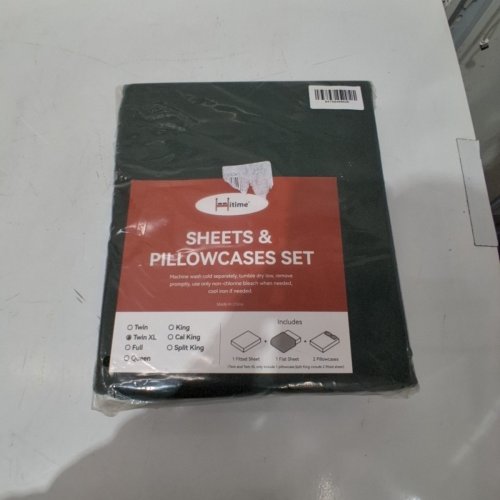 4PC HITIME SHEETS & PILLOWCASES SET - TWIN XL - DARK GREEN image 2