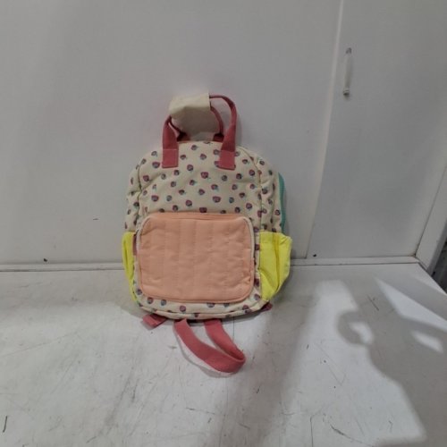 MINI KIDS BACKPACK WITH ADJUSTABLE STRAPS AND MULTI POCKET STORAGE 9.84" X 10.62" - PINK/YELLOW/STRAWBERRYS image 2