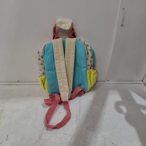 MINI KIDS BACKPACK WITH ADJUSTABLE STRAPS AND MULTI POCKET STORAGE 9.84" X 10.62" - PINK/YELLOW/STRAWBERRYS image 3