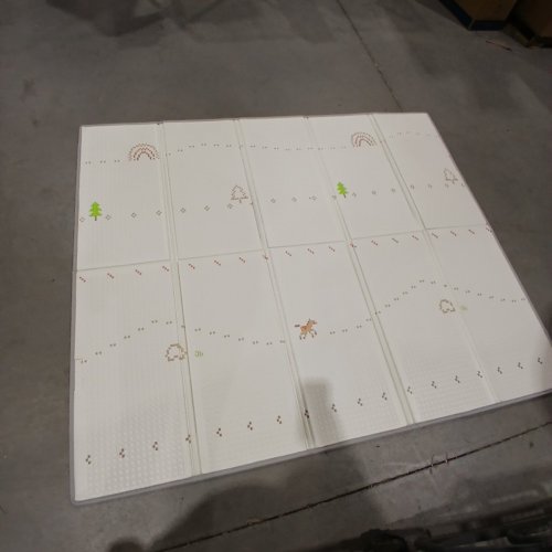 BABY FOLDABLE REVERSIBLE FOAM PLAYMAT - 71" X 79" - BIEGE ROAD MAT/TREES image 2