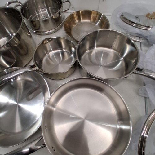 11PC T-FAL STAINLESS STEEL COOKWARE SET - SILVER (MODEL: H884SB74) image 3