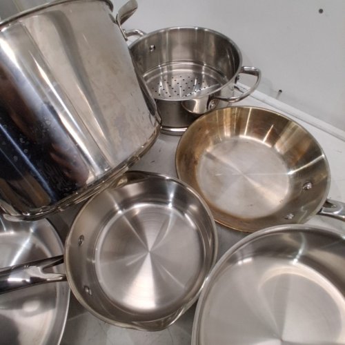 11PC T-FAL STAINLESS STEEL COOKWARE SET - SILVER (MODEL: H884SB74) image 4