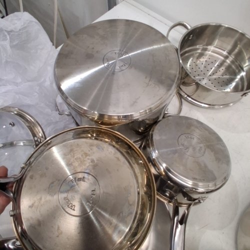 11PC T-FAL STAINLESS STEEL COOKWARE SET - SILVER (MODEL: H884SB74) image 5