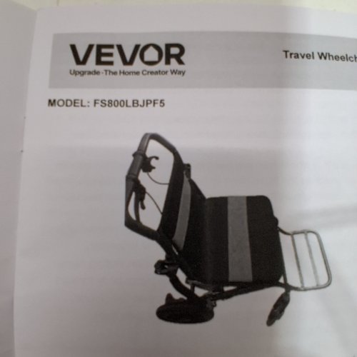 VEVOR ALUMINUM ALLOY ULTRA-LIGHTWEIGHT FOLDABLE TRAVEL WHEELCHAIR - 18"- 220LBSCAP - BLACK (MODEL: FS800LBJPF5) image 2