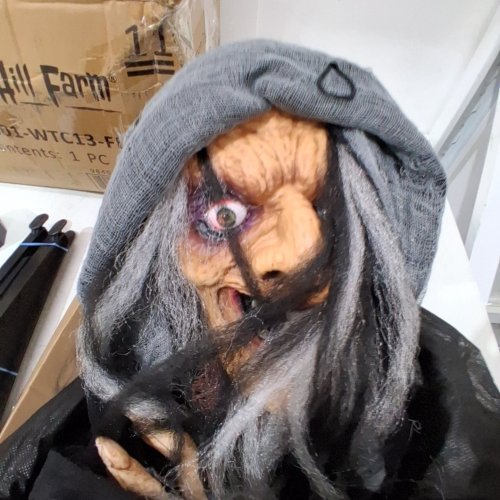 HAUNTED HILL FARM ANIMATRONIC SCARY POSABLE TALKING WITCH HALLOWEEN DECORATION - TOUCH/MOTION DETECTION - 5.3FT - (MODEL: 98401-WTC13-FLSA) image 2