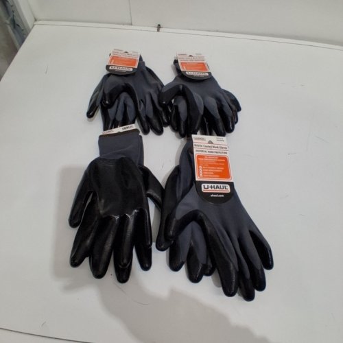 4PR U-HAUL NITRILE-COATED WORK GLOVES - LARGE - BLACK/GREY image 2