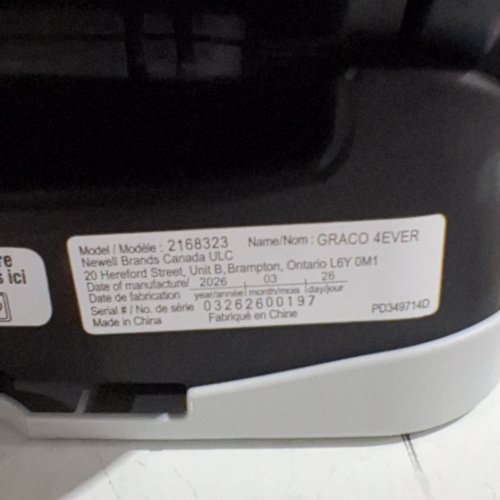 GRACO 4EVER 4-IN-1 CONVERTIBLE WASHABLE CAR SEAT - 4-120LBS MAX - BLACK (MODEL: 2168323) image 2
