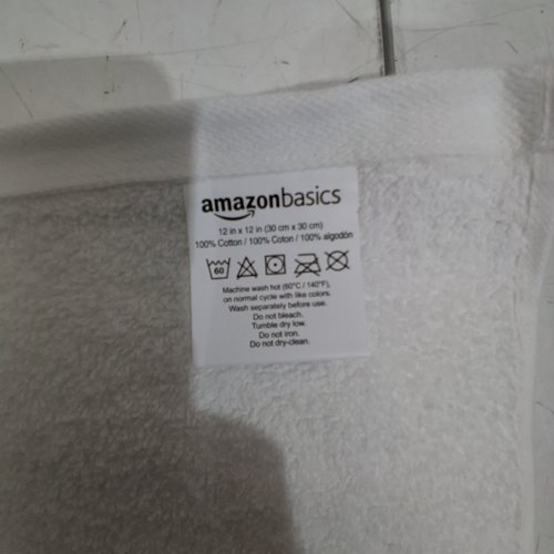 12PK AMAZON BASICS 100% COTTON HAND TOWELS - 12" X 12" - WHITE image 2