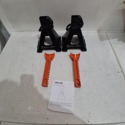 2PK JACK STANDS - 3 TONS EACH - 14"-23" - BLACK/ORANGE (MODEL: HM3141B) image 2