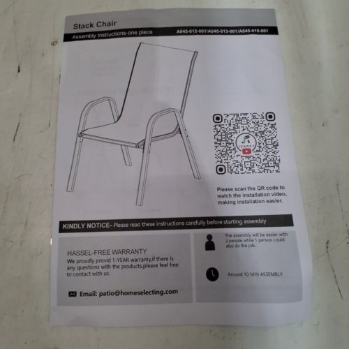 4PK JEAREY STACKABLE OUTDOOR PATIO DINING CHAIR - 330LBS MAX - BROWN (MODEL: A045-013-001) image 8