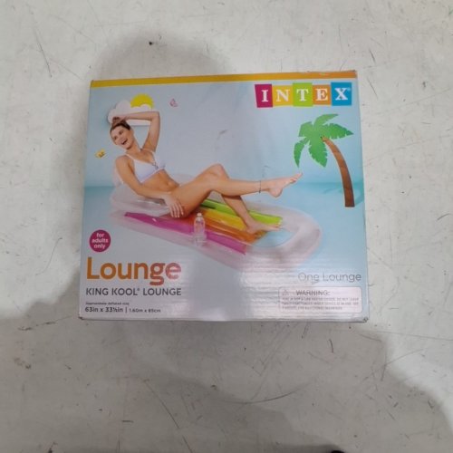 INTEX INFLATABLE KING KOOL POOL LOUNGE CHAIR FLOATIE - 63" X 33.5" - TRANSPARENT/MULTI-COLOUR image 2