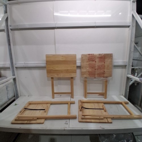 4PK AMAZON BASICS CLASSIC TV DINNER / SNACK TABLE SET WITH HOLDER - NATURAL image 2
