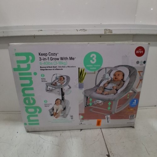 INGENUITY KEEP COZY 3-IN-1 GROW WITH ME VIBRATING BABY BOUNCER SEAT & ROCKER - 6-40LBS - BLUE/GREY image 4