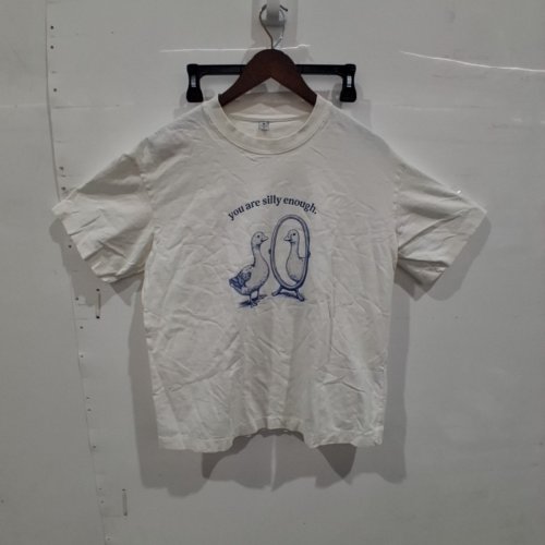 MEN'S OVERSIZED GOOSE GRAPHIC T-SHIRT - SMALL - IVORY image 2