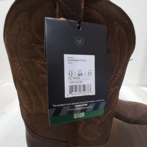 MEN'S ARIAT GROUDBREAKER WORK BOOTS - SIZE 12EE - BROWN image 4
