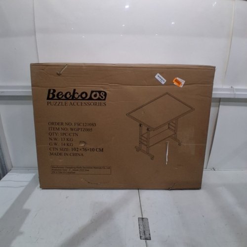 BECKO US JIGSAW PUZZLE BOARD / TABLE WITH COVER - TILTING TABLE WITH HEIGHT ADJUSTMENT FOR UP TO 1500 PIECES, ENCLOSED WITH 4 WHEELS - 29.5" - 37.4H" - BLACK/BROWN (MODEL: WGPTZ005) image 6