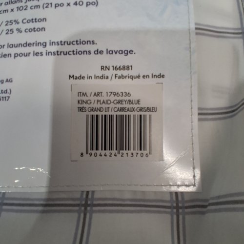 6PC SLUMBERCHILL COOLING SHEET SET - KING - GREY /BLUE/ WHITE PLAID (STYLE : 1796336) image 3