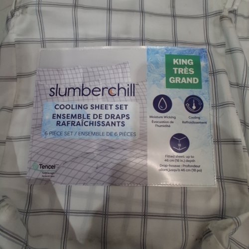 6PC SLUMBERCHILL COOLING SHEET SET - KING - GREY /BLUE/ WHITE PLAID (STYLE : 1796336) image 4