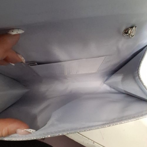 GLITTER CLUTCH PURSE WITH CHAIN STRAP - SILVER image 3