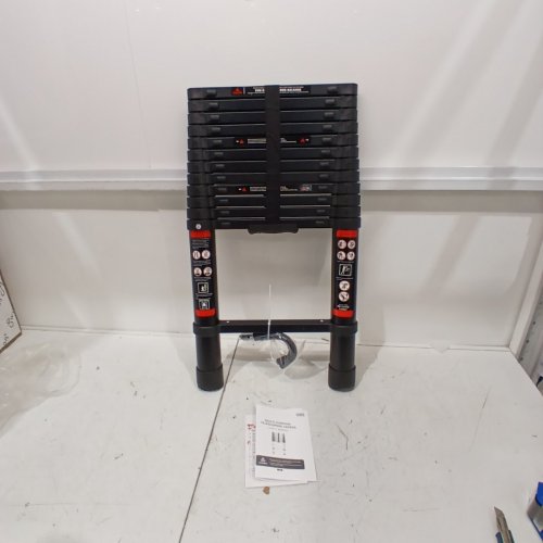 ALUMINUM TELESCOPING LADDER WITH HOOKS - 12.5FT - BLACK image 2