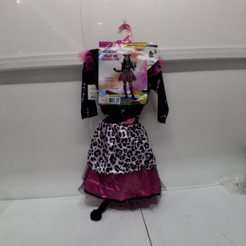 5PC GIRL'S PARTYHOLIC SKELECAT COSTUME MEDIUM (8-10) - BLACK PINK WHITE image 2