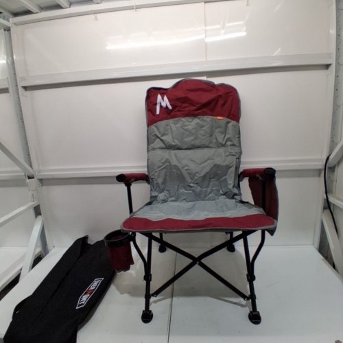 OVERMONT BACK SUPPORT CAMPING CHAIR FOR ADULTS WITH CUP HOLDER & SIDE POCKET - 450 LBS - RED/GREY (MODEL: OM000005) image 2