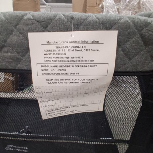 OBEE ODEE 4-IN-1 BABY BASSINET BEDSIDE SLEEPER WITH STORAGE AND DETACHABLE CHANGING TABLE - 47.6" X 25.6" X 29.5" - BLACK (MODEL: UP670S) image 6
