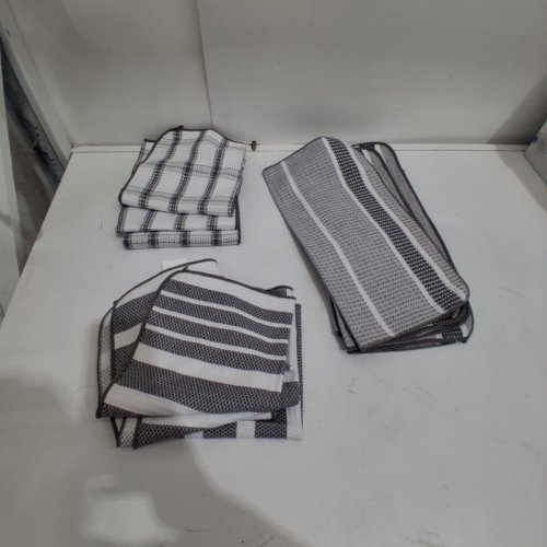 12PK KITCHEN WORKS DISH CLOTHS, MACHINE WASHABLE - 14" X 14" - grey/WHITE image 2