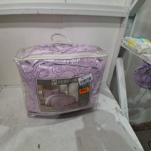 4PC SERENTA DAMASK EMBROIDERY BEDSPREAD SET WITH SHAMS AND THROW PILLOW - KING - LAVENDER FOG (STYLE: 141584) image 2