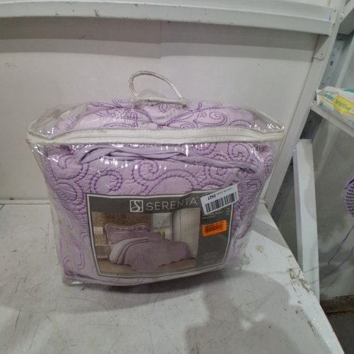 4PC SERENTA DAMASK EMBROIDERY BEDSPREAD SET WITH SHAMS AND THROW PILLOW - KING - LAVENDER FOG (STYLE: 141584) image 4
