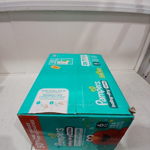 124PK PAMPERS BABY DRY ULTRA FRAGRANCE FREE 3X PROTECTION DIAPERS - SIZE 6 (35LB+) image 3