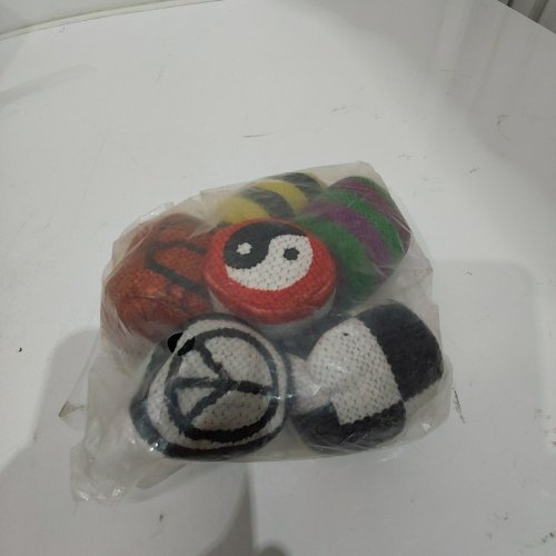 6 ASSORTED MULTICOLOR CROCHETED HACKY SACK BALLS - ASSORTED COLORS / STYLES image 2