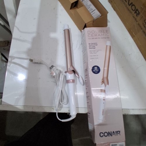 CONAIR DOUBLE CERAMIC LONG BARREL XL CURLING IRON - 1" - PINK/WHITE - (MODEL CD708C) image 3