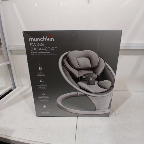 MUNCHKIN LIGHTWEIGHT SMART BLUETOOTH BABY SWING WITH NATURAL SWAY IN 5-SPEED & REMOTE - WHITE/GREY - (MODEL: MKCA0788 / 34499001) image 7