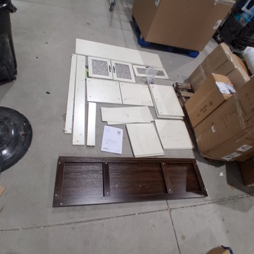 GARVEE LIVING ROOM TV STAND FOR 55" TVS WITH WATER RIPPLE ACRYLIC DOOR & ADJUSTABLE SHELVES - 55" X 23" - RUSTIC WHITE AND BROWN (MODEL: PHK_36AC88PB) image 3