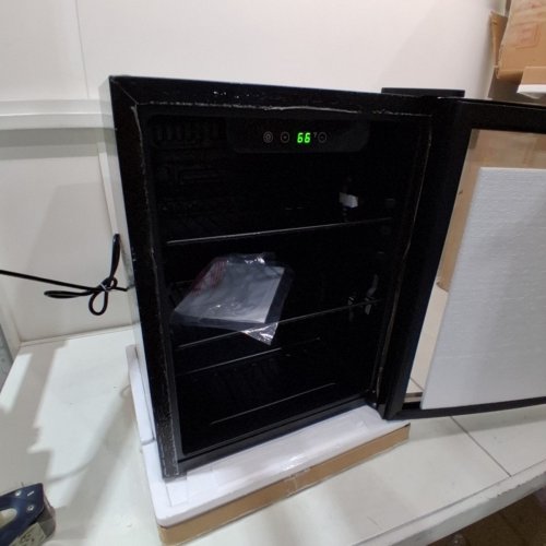 ERIVESS FREESTANDING BEVERAGE REFRIGERATOR WITH GLASS FRONT DOOR - UP TO 70 CANS - 1.6CU.FT - BLACK (MODEL: NBYG-HA203B) image 3