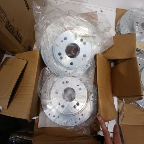 POWERSTOP CARBON CERAMIC BREAK PADS WITH FRONT AND REAR DRILLED AND SLOTTED ROTORS FOR VARIOUS ACURA AND HONDA MODELS - BLACK/SILVER (MODEL: Z23-1336 /JBR923 /JBR1167) image 6