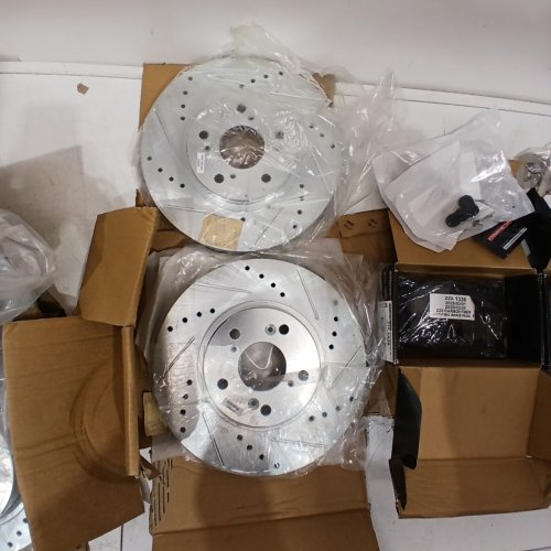 POWERSTOP CARBON CERAMIC BREAK PADS WITH FRONT AND REAR DRILLED AND SLOTTED ROTORS FOR VARIOUS ACURA AND HONDA MODELS - BLACK/SILVER (MODEL: Z23-1336 /JBR923 /JBR1167) image 7