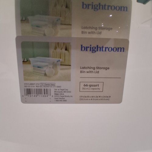 6PK BRIGHTROOM DEEP STORAGE BIN CLEAR WITH LATCHES - 62L - CLEAR/BLUE image 2