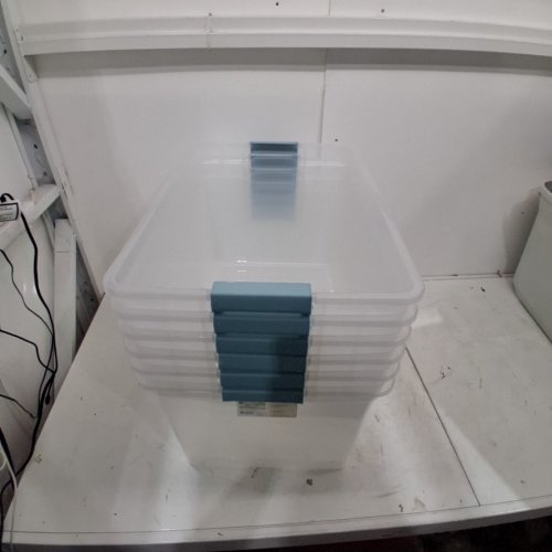 6PK BRIGHTROOM DEEP STORAGE BIN CLEAR WITH LATCHES - 62L - CLEAR/BLUE image 3