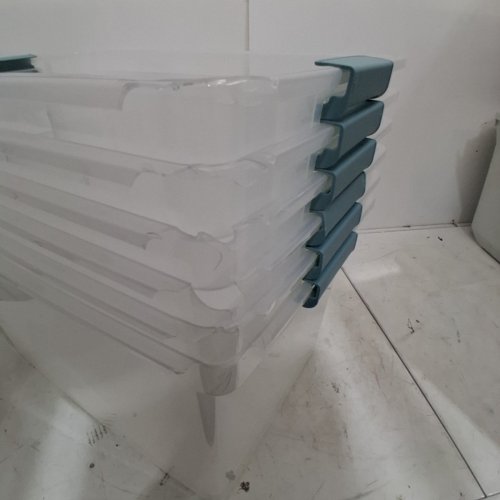 6PK BRIGHTROOM DEEP STORAGE BIN CLEAR WITH LATCHES - 62L - CLEAR/BLUE image 4