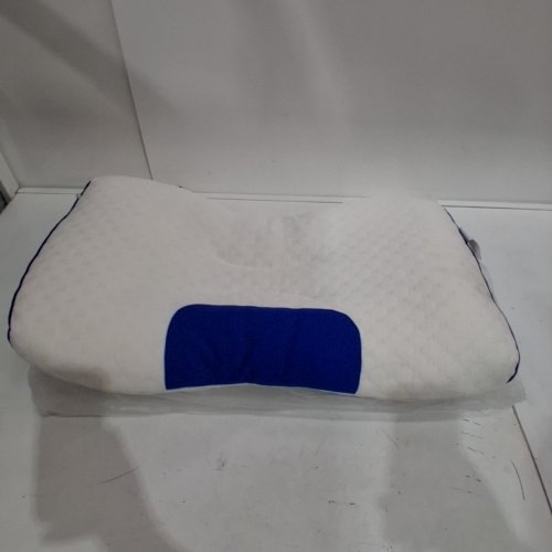 ERGONOMIC PILLOW - 26" X 16" - WHITE AND BLUE image 3