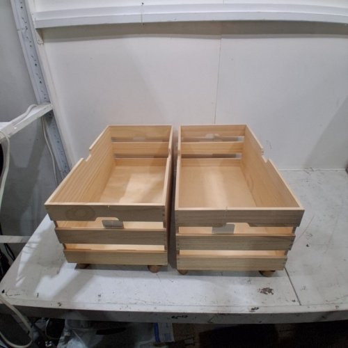 2PK BRIGHTROOM PINE WOOD ROLLING CRATES - 24" L X 12.7" X 10.7" - NATURAL image 2