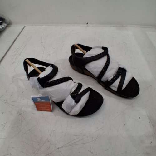 WOMAN'S AETREX JILLIAN WEDGE SANDLES - 8 -BLACK image 2