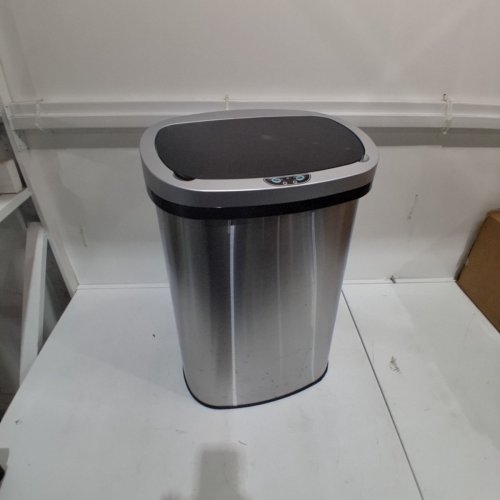 AUTOMATIC BATTERY POWERED MOTION SENSOR AND BUTTON OPERATED KITCHEN TRASH CAN - 13 GALLON CAPACITY - STAINLESS STEEL image 3