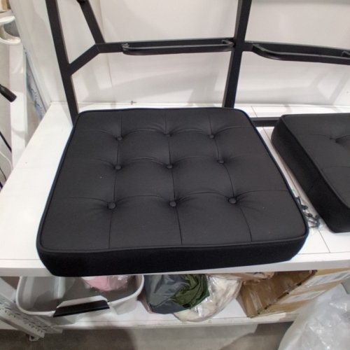 COLAMY MODERN BUTTON TUFTED LEATHER ACCENT CHAIR - 26" X 33" - BLACK (MODEL: 0111) image 5